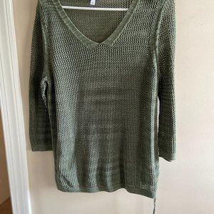 Talbots Olive Green Open Weave Sweater, Size LP